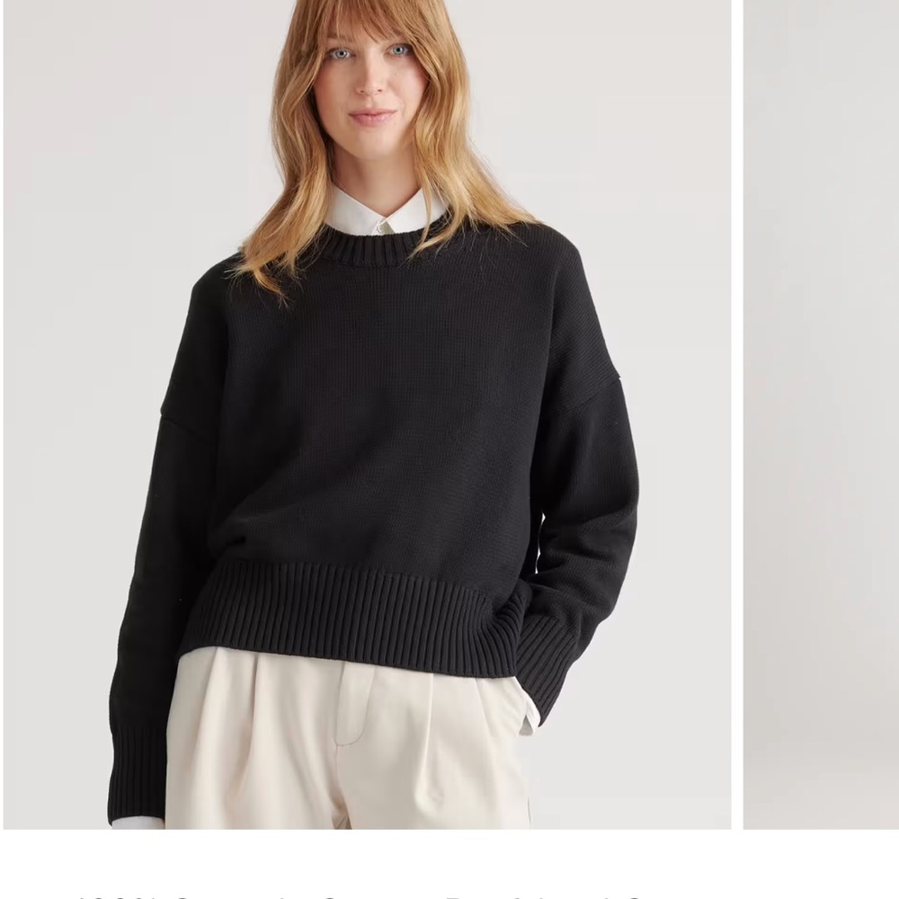 NWT Quince 100% cotton boyfriend crew neck sweater